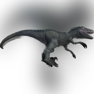 Velociraptor Dinosaur 2014 Blue Gray Rubber Preowned. 22”
